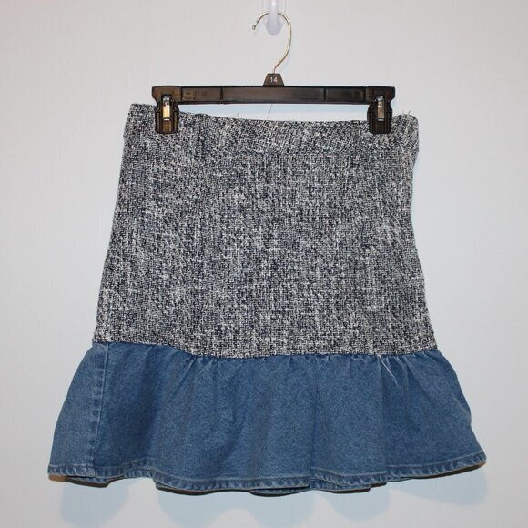 Zara Tweed and Denim Combination Mini Skirt - Picture 8 of 8